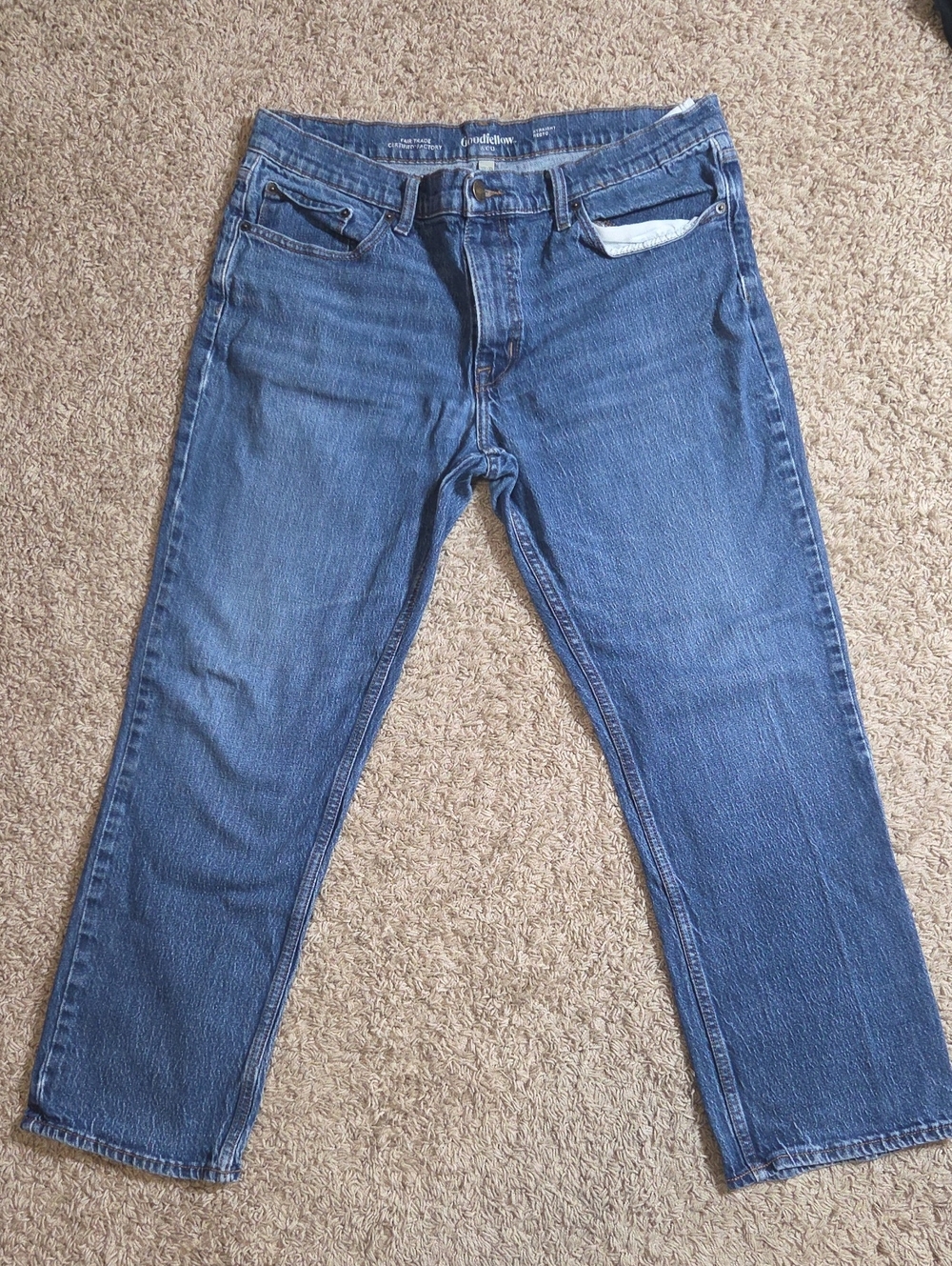 Goodfellow & Co Men's Straight Blue Denim Jeans, 38Wx30L